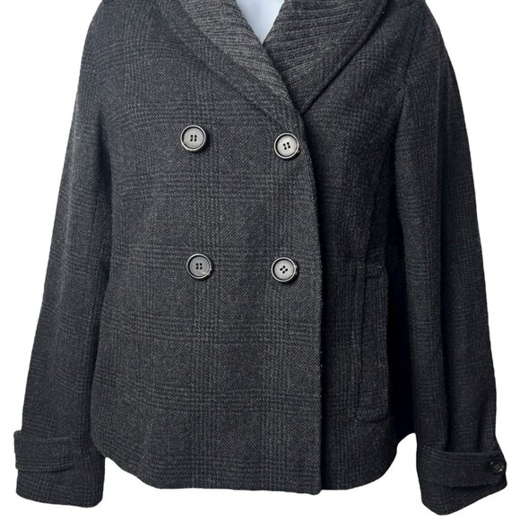 J Crew Sasha Peacoat Gray Plaid Wool Blend Capsule Cozy Academia Career Chic 0 - Picture 4 of 11